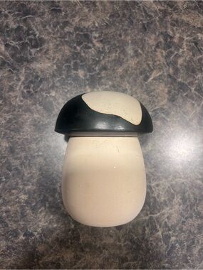 Cream Ceramic Mushroom Accent Jar with Black Lid candle